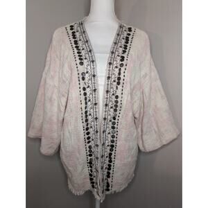 Beautiful Stories Anthropologie contemporary boho tweed beaded cardigan
